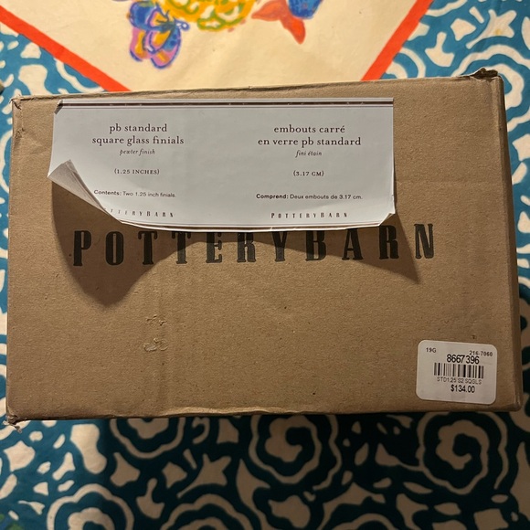 POTTERY BARN PB Standard square glass finials x 2 NEW in box - Picture 5 of 15